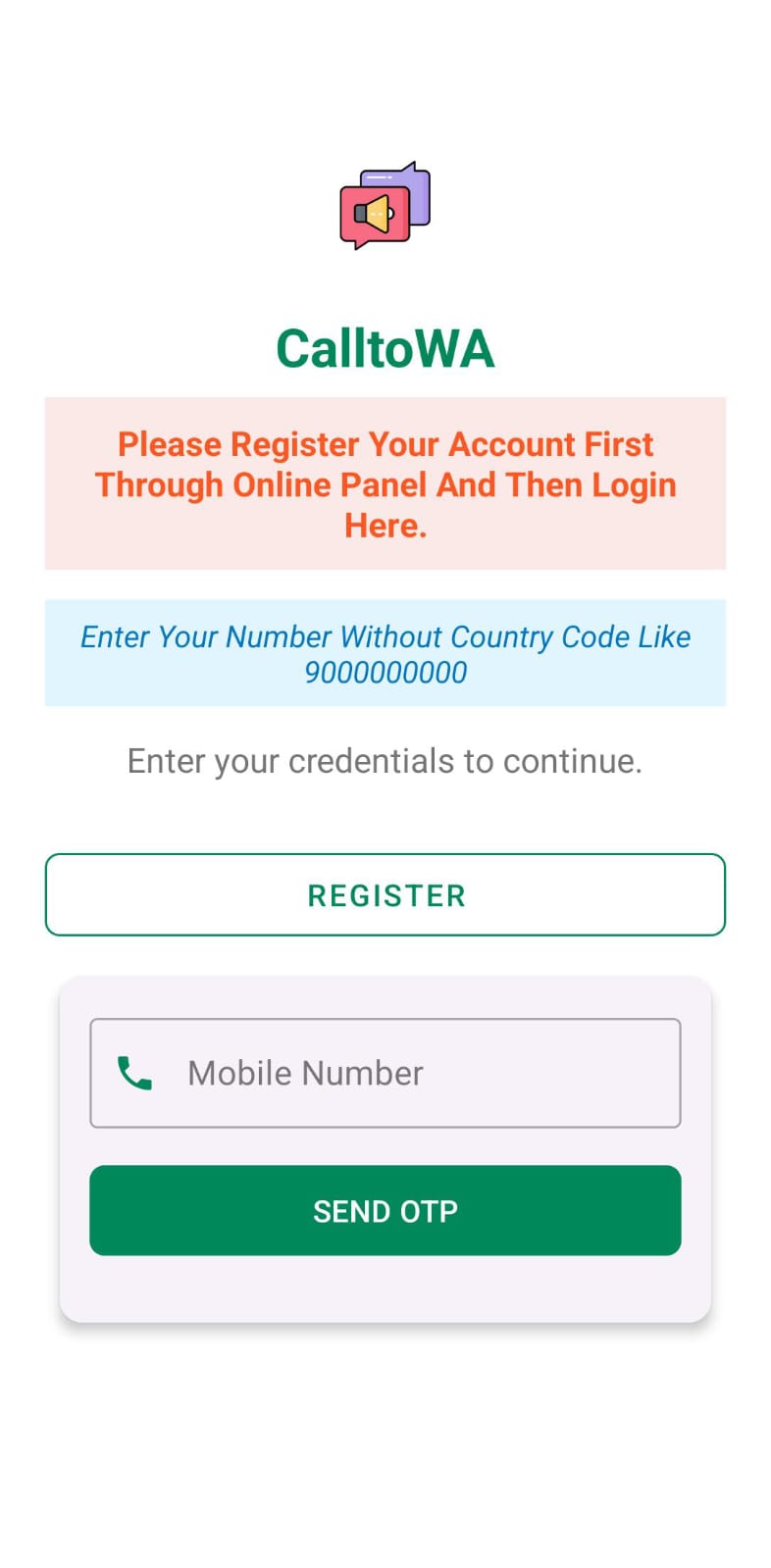 Register on WAY2CRM